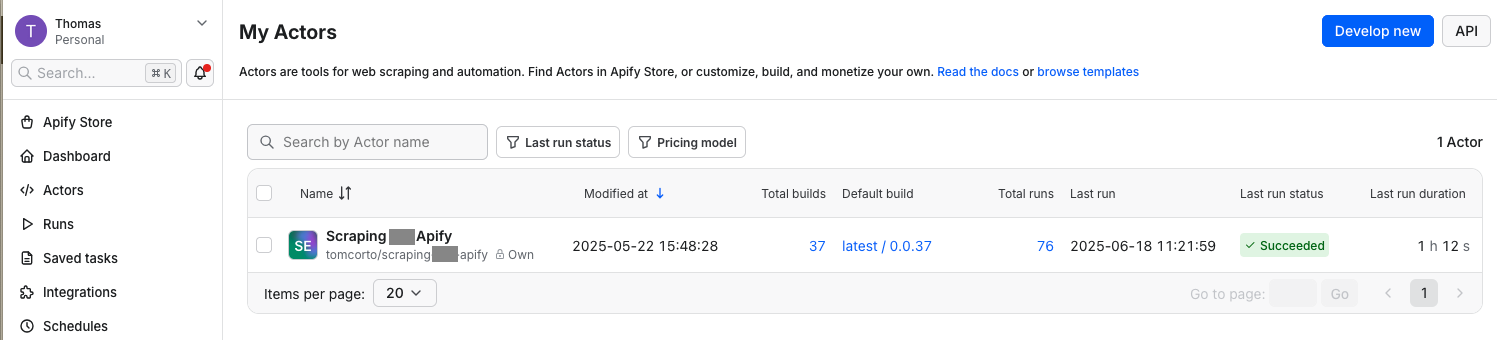 Apify actor run — Succeeded